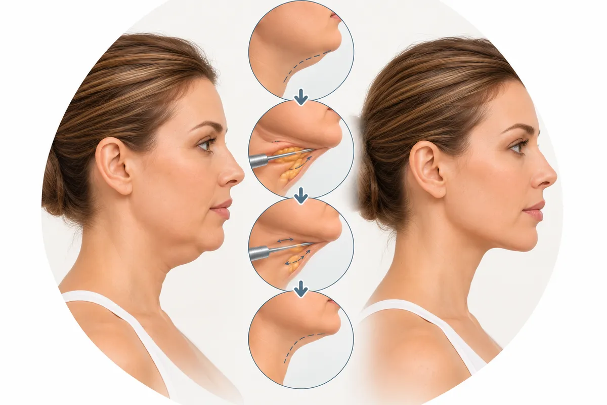Lipoaspiration du cou : avant / après et principales étapes de l'intervention