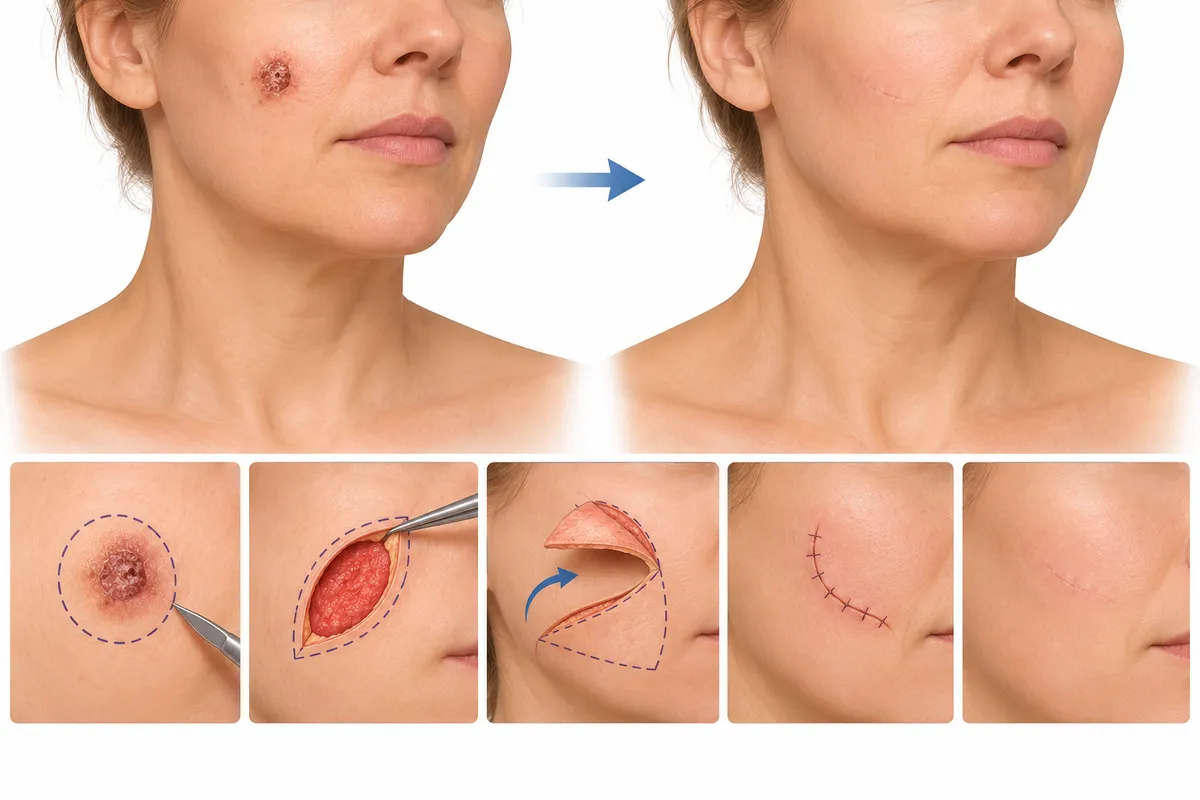 Oncodermatologie : avant / après et principales étapes de l'intervention
